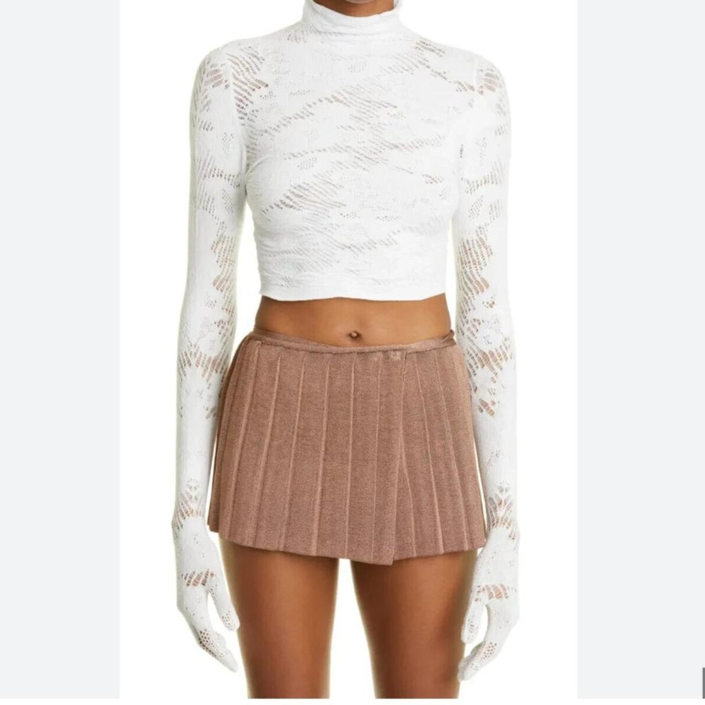 NWT - ISA BOULDER Lace Body Glove Turtleneck Crop Top